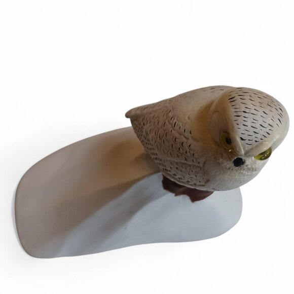 Rare Vintage Signed F.L. Beebe Canadian Snowy Owl Stoneware Sculpture - Picture 8 of 12